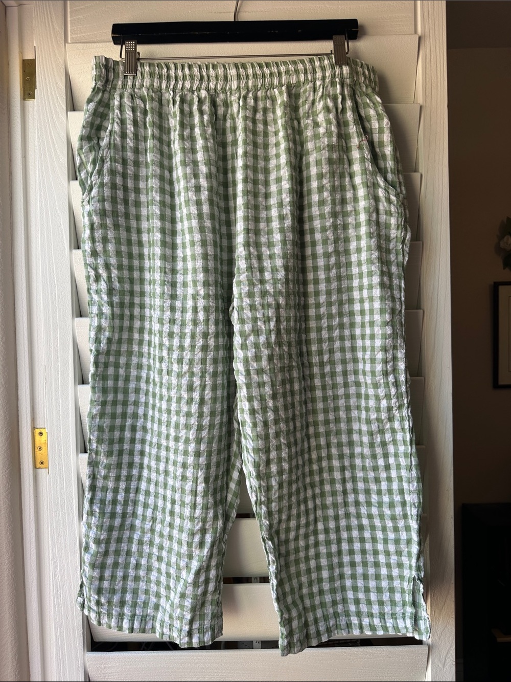 Woman Within Gingham Green White Vintage Pinup Pants Capris 18